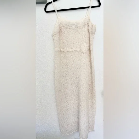 Johnny Was Vintage Lace Crochet Ruffle Coquette Romantic Y2K 90s Coastal Dress - Picture 1 of 8